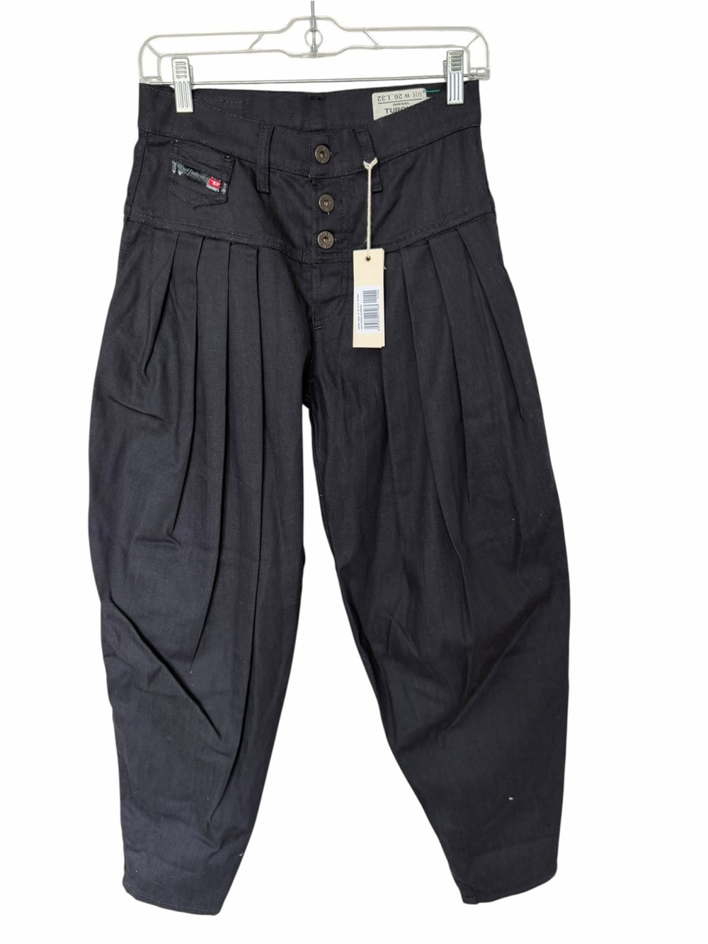 ✅ NWT Diesel Black Pleated Aladdin Women's jeans size 26